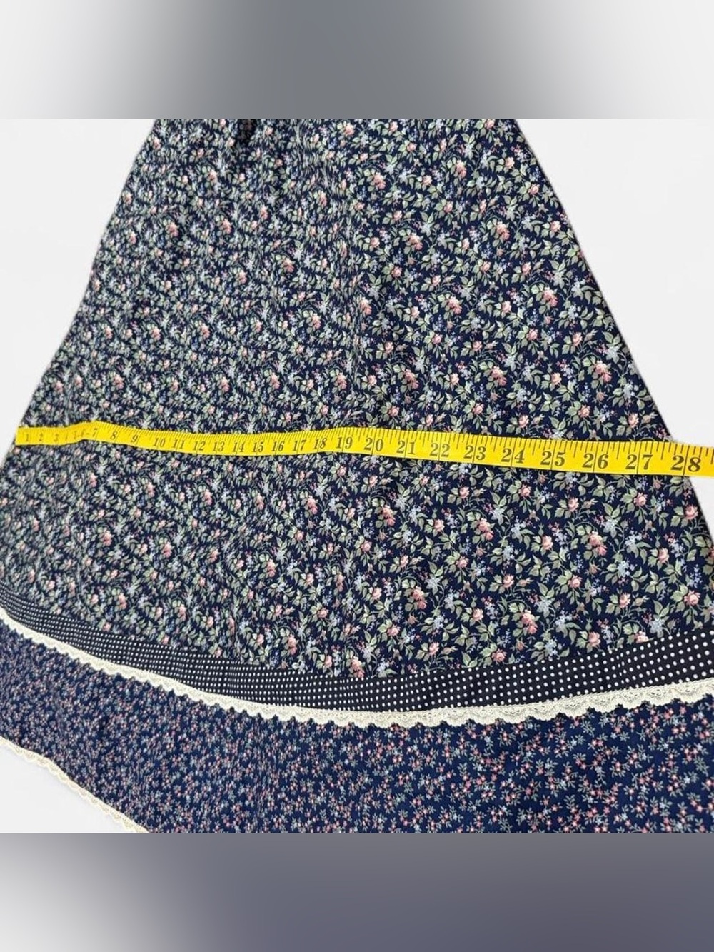 Vintage Gunne Sax by Jessica Navy Calico Praire Dress Corset Tie 1970s - Picture 9 of 12
